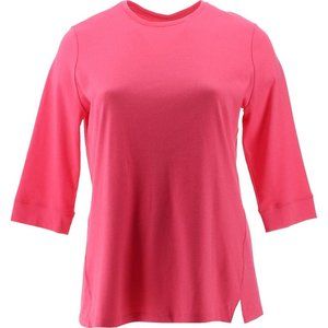 NWT DENIM & CO. ESSENTIALS 3/4 SLEEVE‎ TUNIC PINK XXS